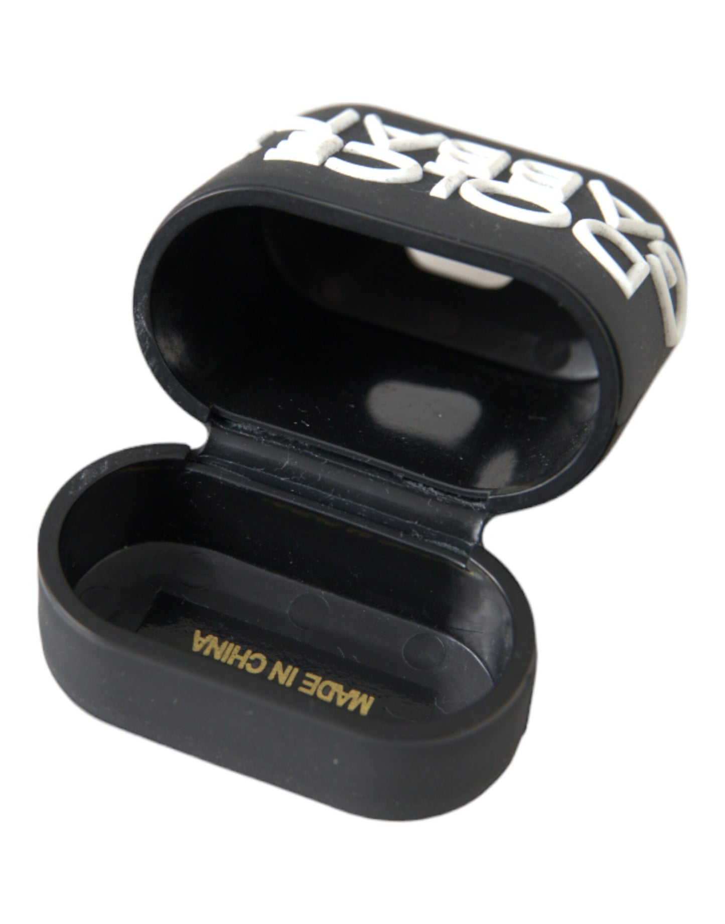 Funda para AirPods de silicona con logotipo en relieve en blanco y negro
