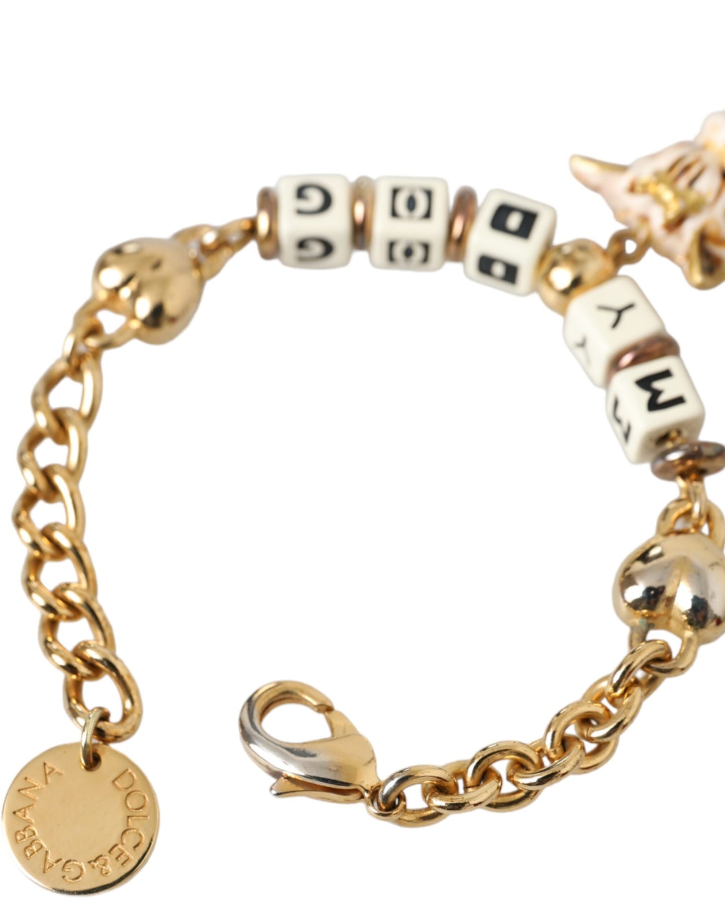 Pulsera de corazón MY DOG con cadena de latón en tono dorado