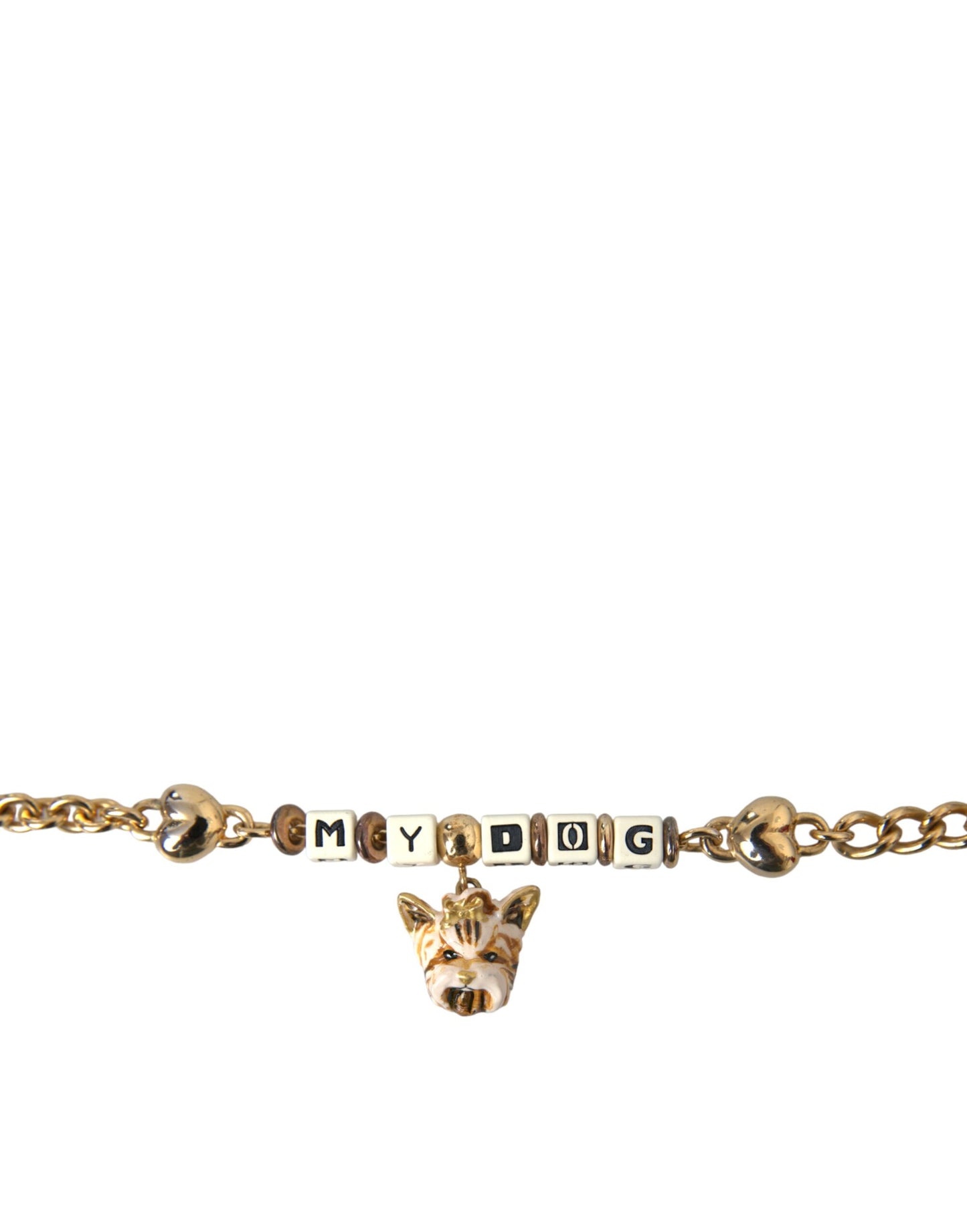 Pulsera de corazón MY DOG con cadena de latón en tono dorado