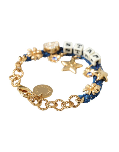 Pulsera de moda con estrella y cadena de latón en tono dorado