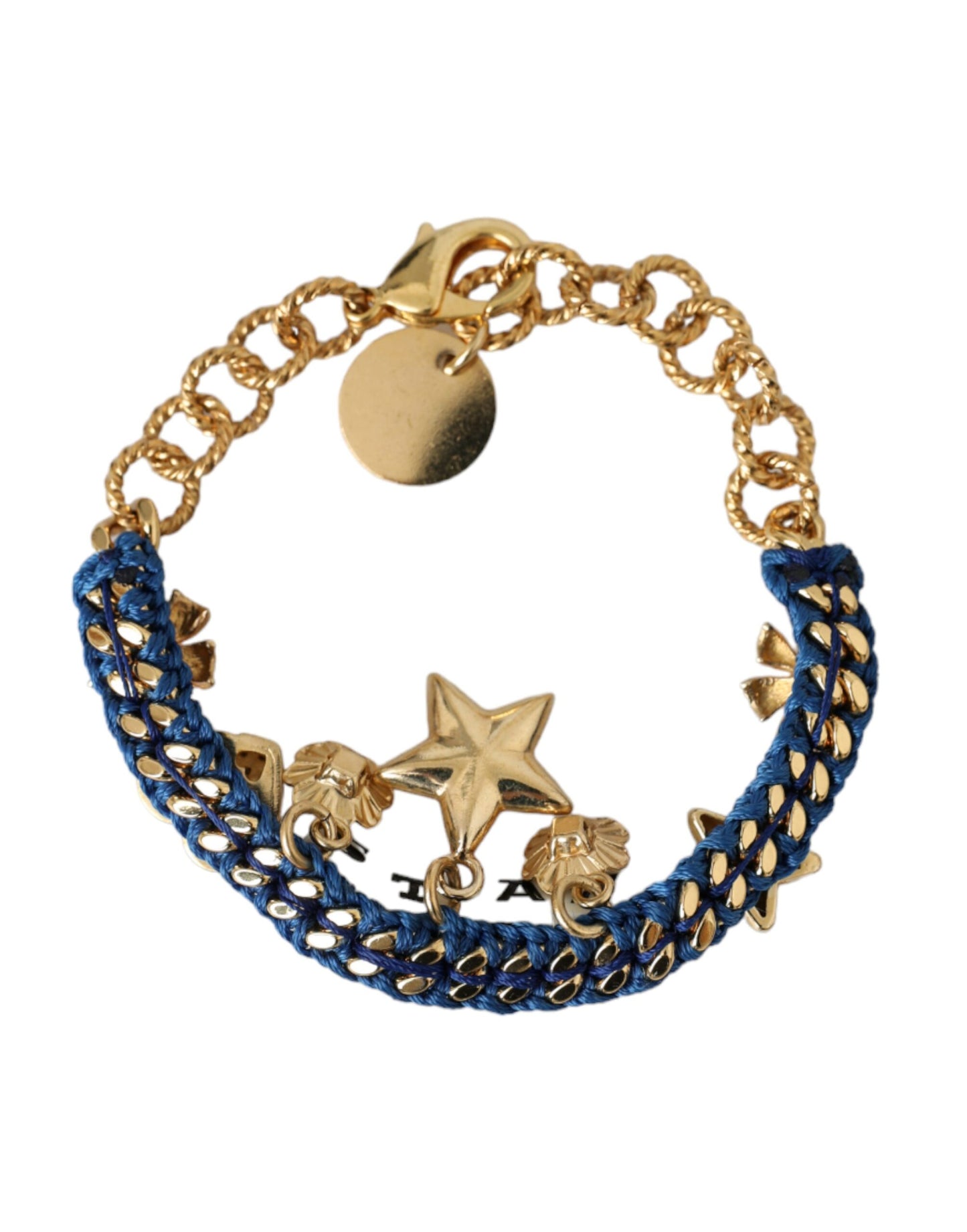 Pulsera de moda con estrella y cadena de latón en tono dorado