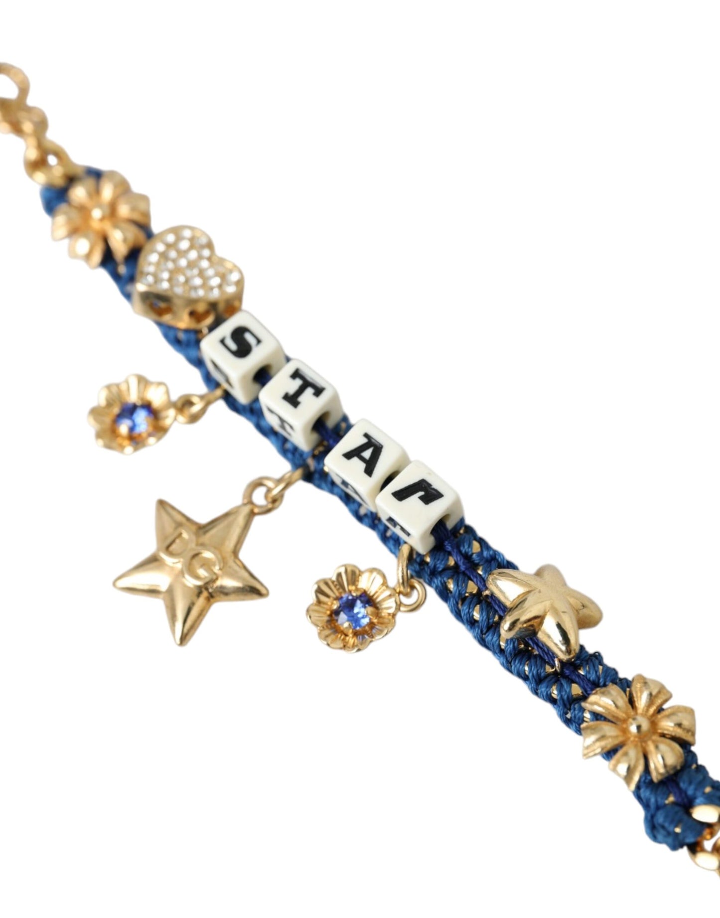 Pulsera de moda con estrella y cadena de latón en tono dorado