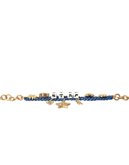 Pulsera de moda con estrella y cadena de latón en tono dorado