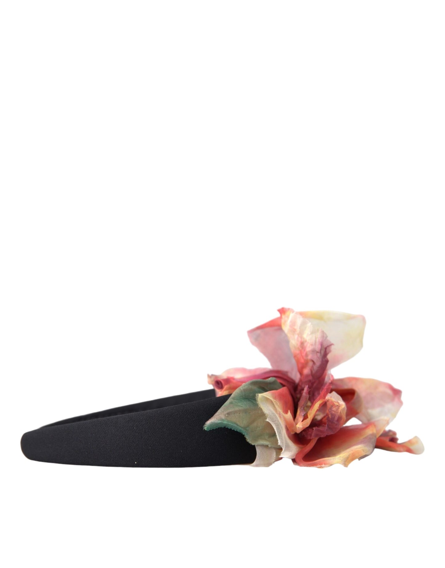 Tiara negra de seda floral rosa para mujer, diadema