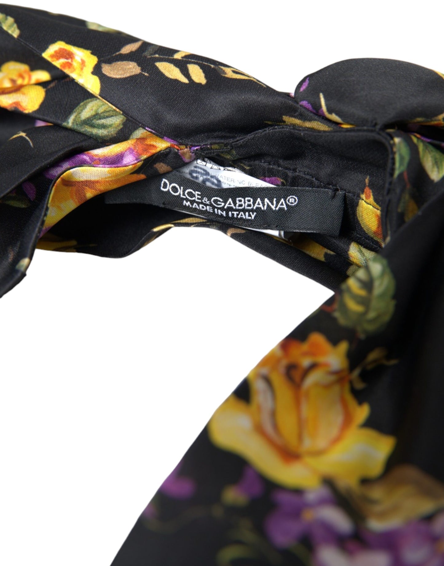 Diadema de seda con apliques florales negros para mujer