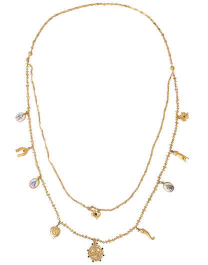 Collar con dije de Sicilia en latón y cadena dorada