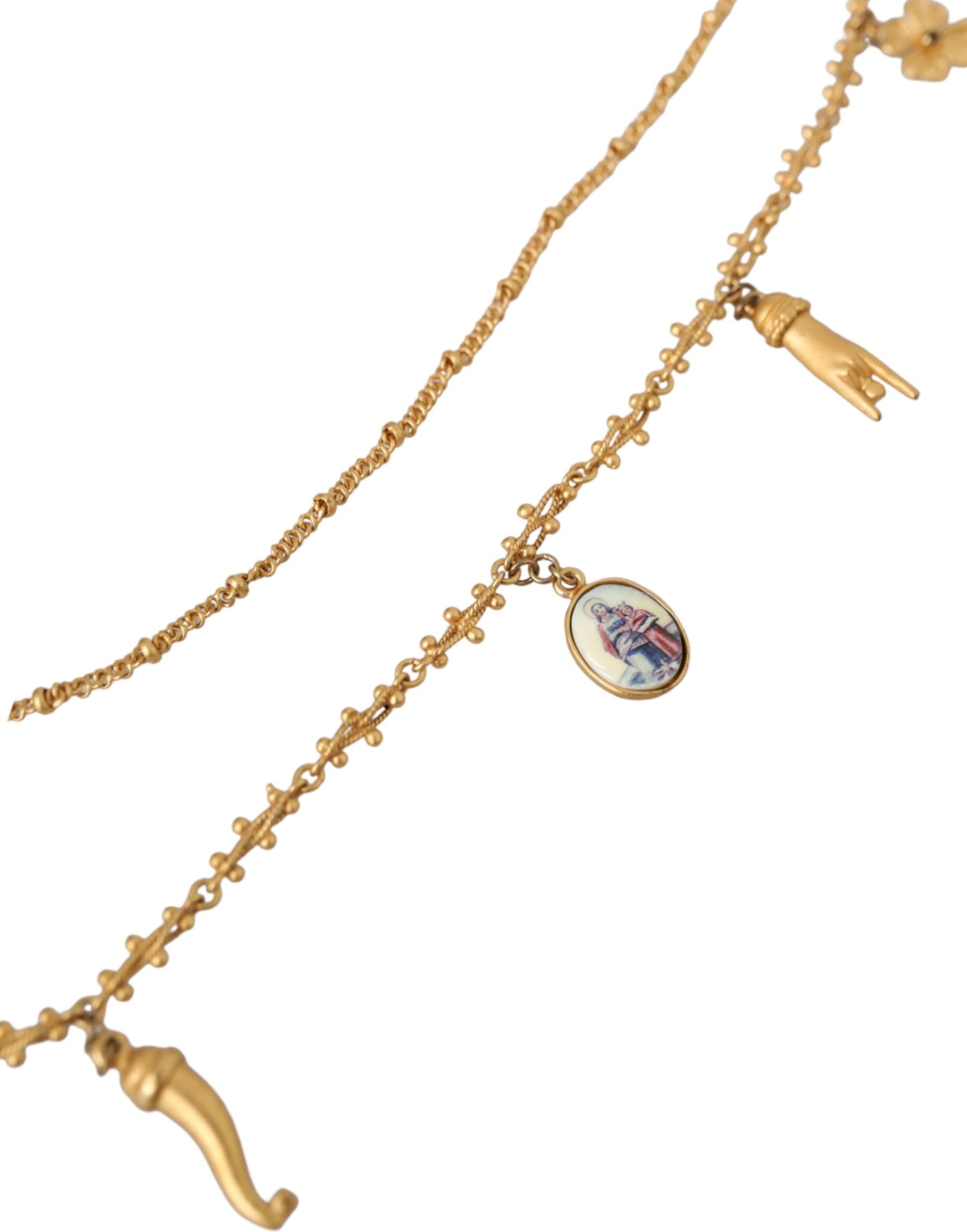 Collar con dije de Sicilia en latón y cadena dorada