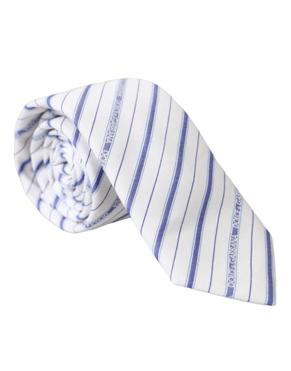 Corbata ajustable de seda con rayas blancas y azules