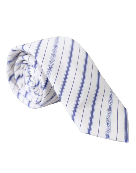 Corbata ajustable de seda con rayas blancas y azules