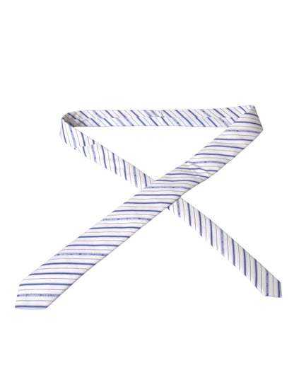 Corbata ajustable de seda con rayas blancas y azules