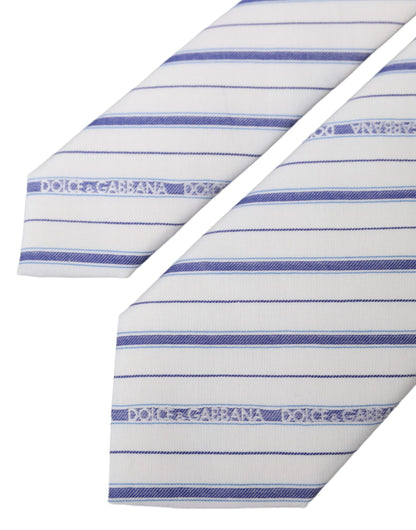 Corbata ajustable de seda con rayas blancas y azules