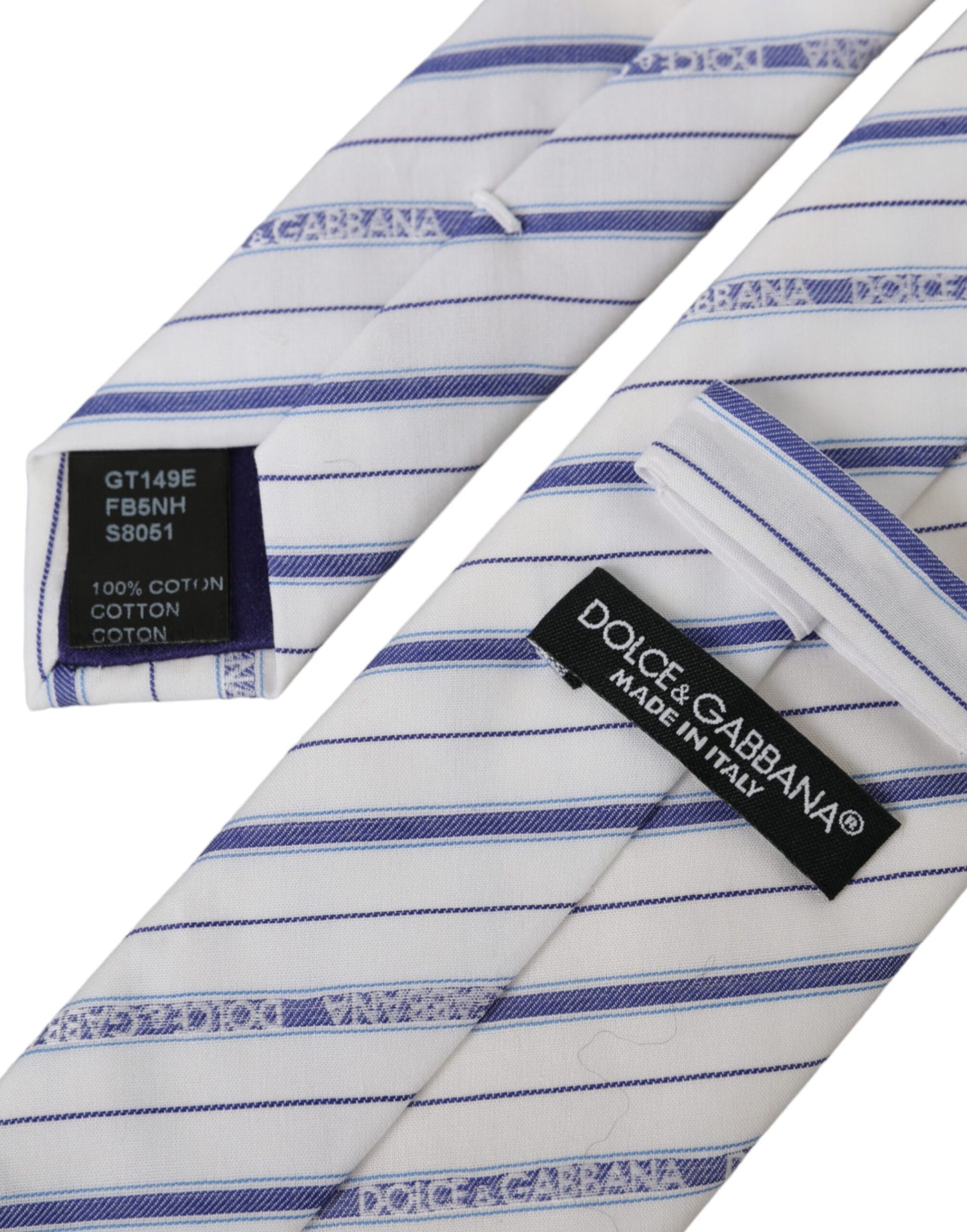Corbata ajustable de seda con rayas blancas y azules