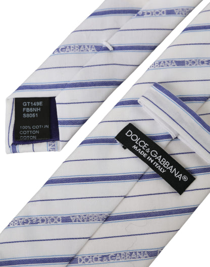 Corbata ajustable de seda con rayas blancas y azules