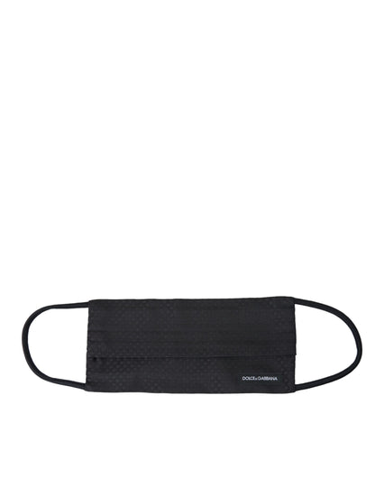 Mascarilla facial ajustable de seda 100 % negra con corbata