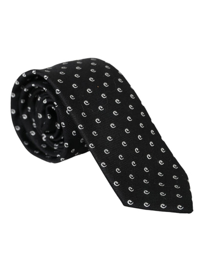 Corbata ajustable de mezcla de algodón con logotipo negro