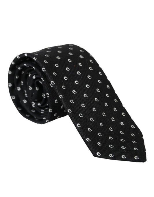 Corbata ajustable de mezcla de algodón con logotipo negro