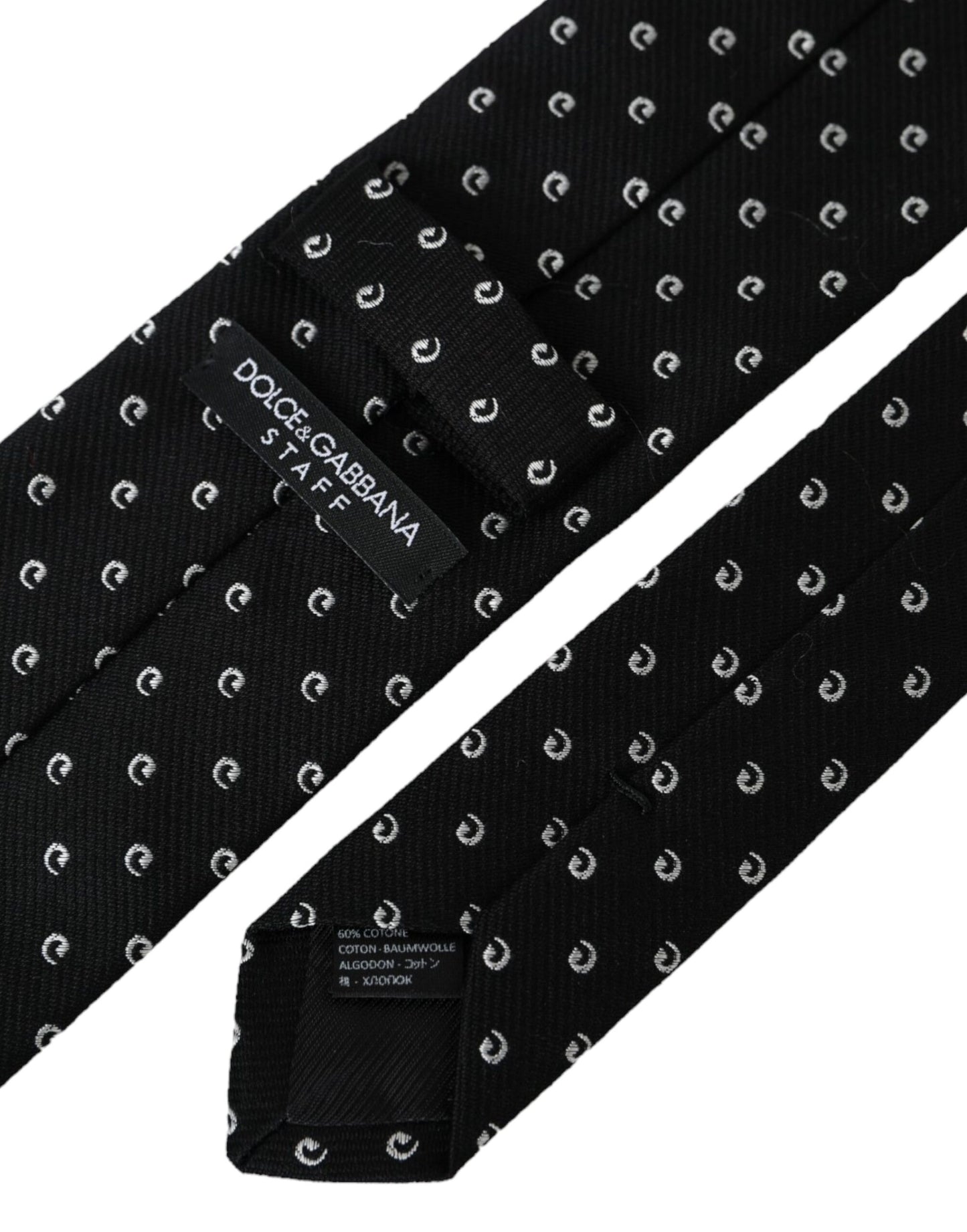 Corbata ajustable de mezcla de algodón con logotipo negro