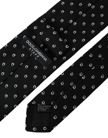 Corbata ajustable de mezcla de algodón con logotipo negro