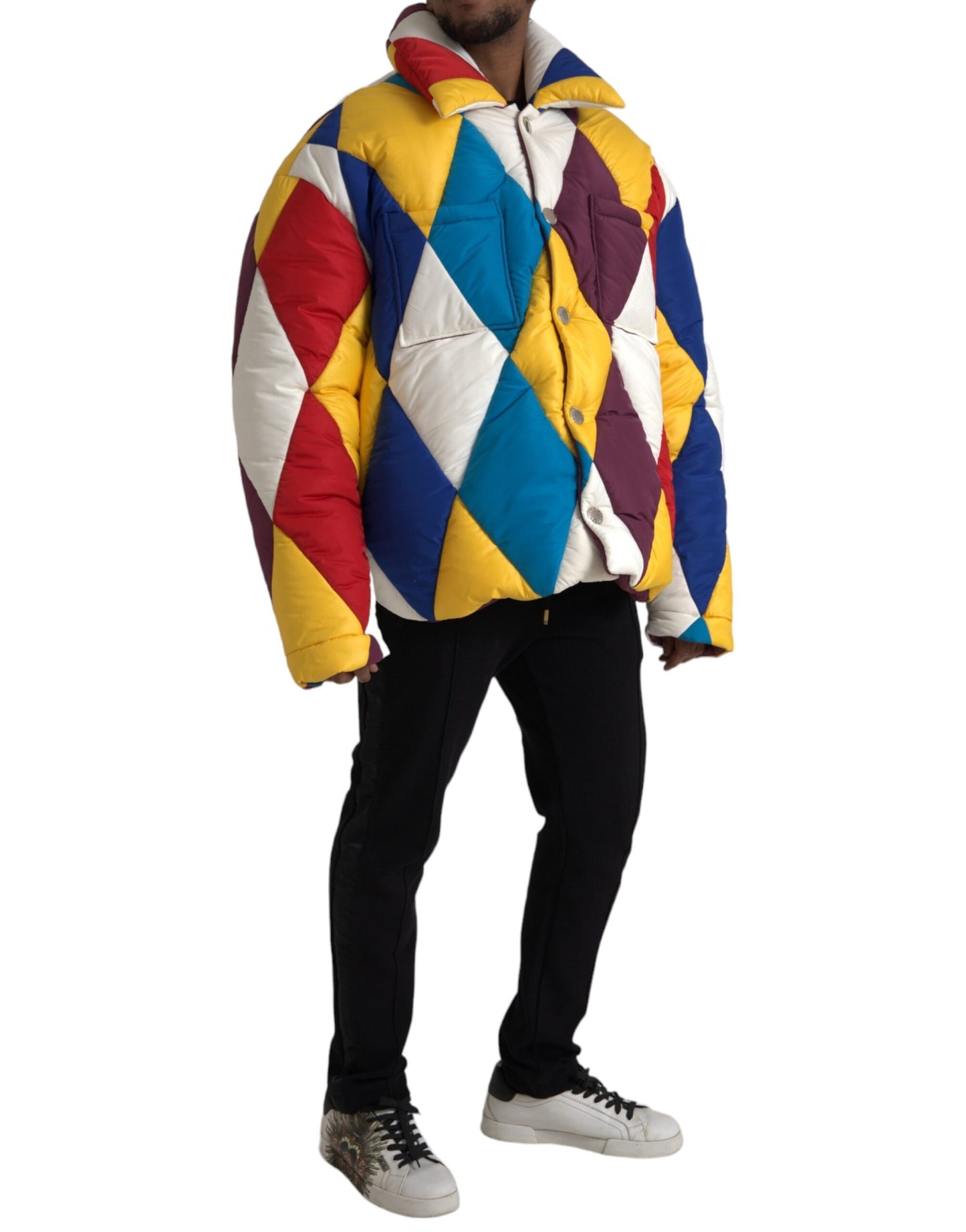 Chaqueta acolchada cortavientos multicolor para hombre