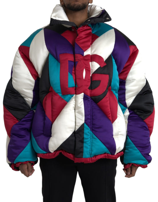 Chaqueta acolchada cortavientos con logotipo multicolor