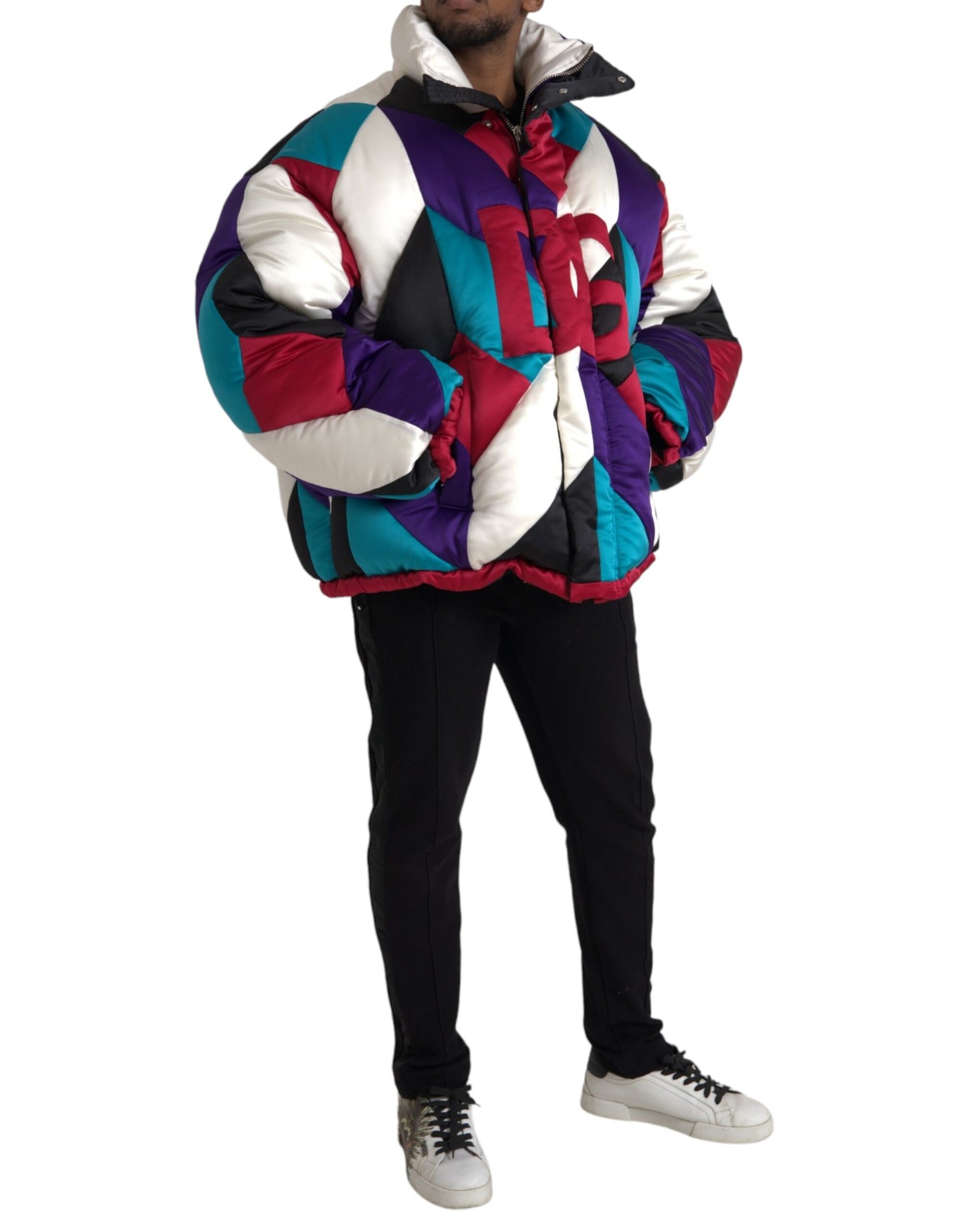 Chaqueta acolchada cortavientos con logotipo multicolor