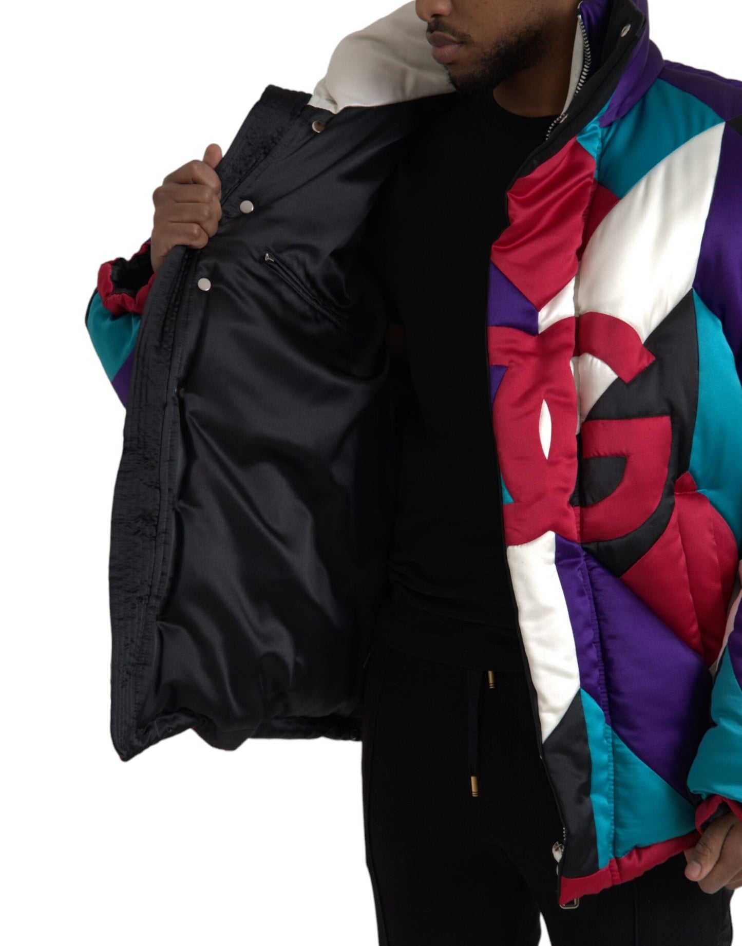 Chaqueta acolchada cortavientos con logotipo multicolor