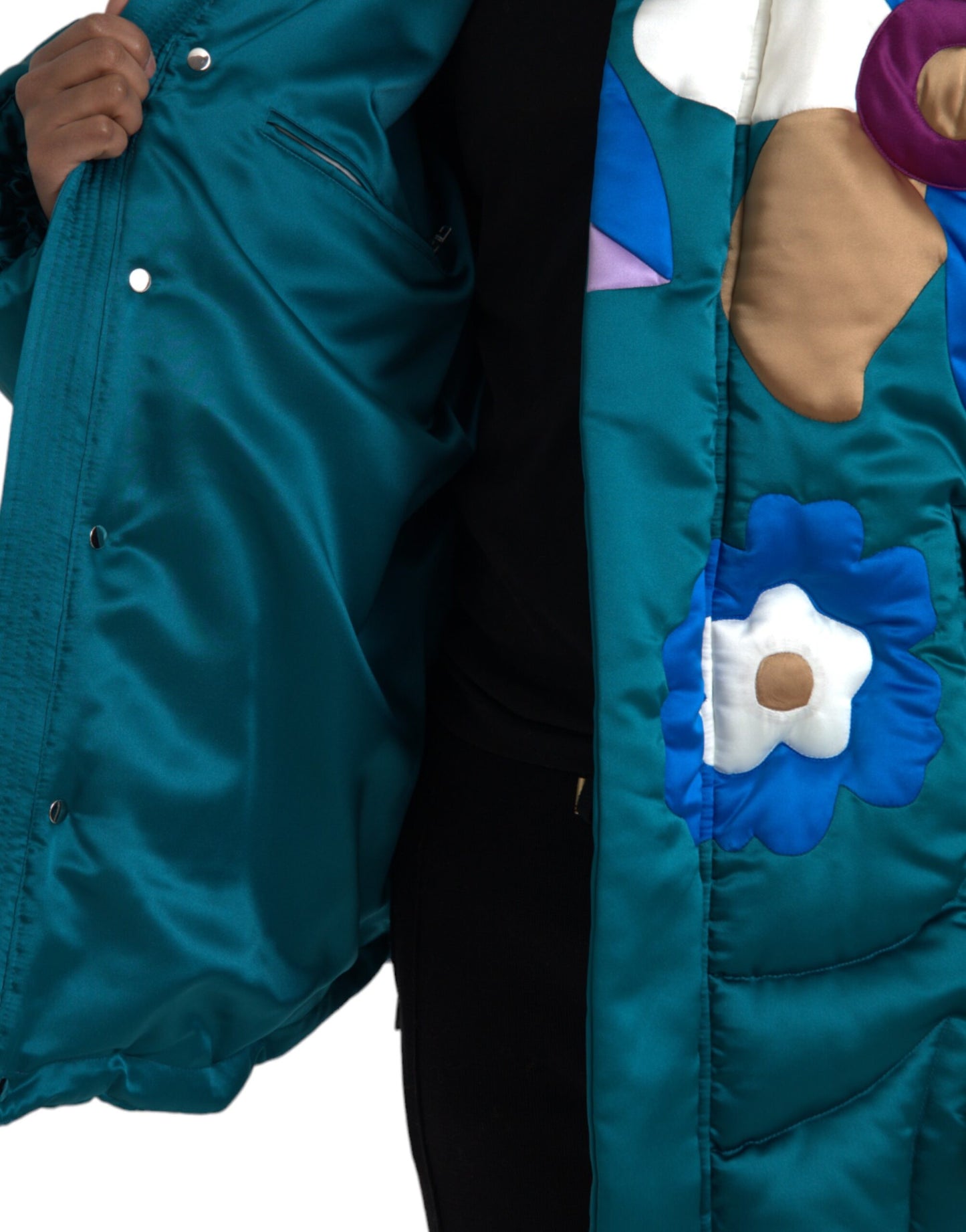 Chaqueta cortavientos acolchada con estampado floral multicolor