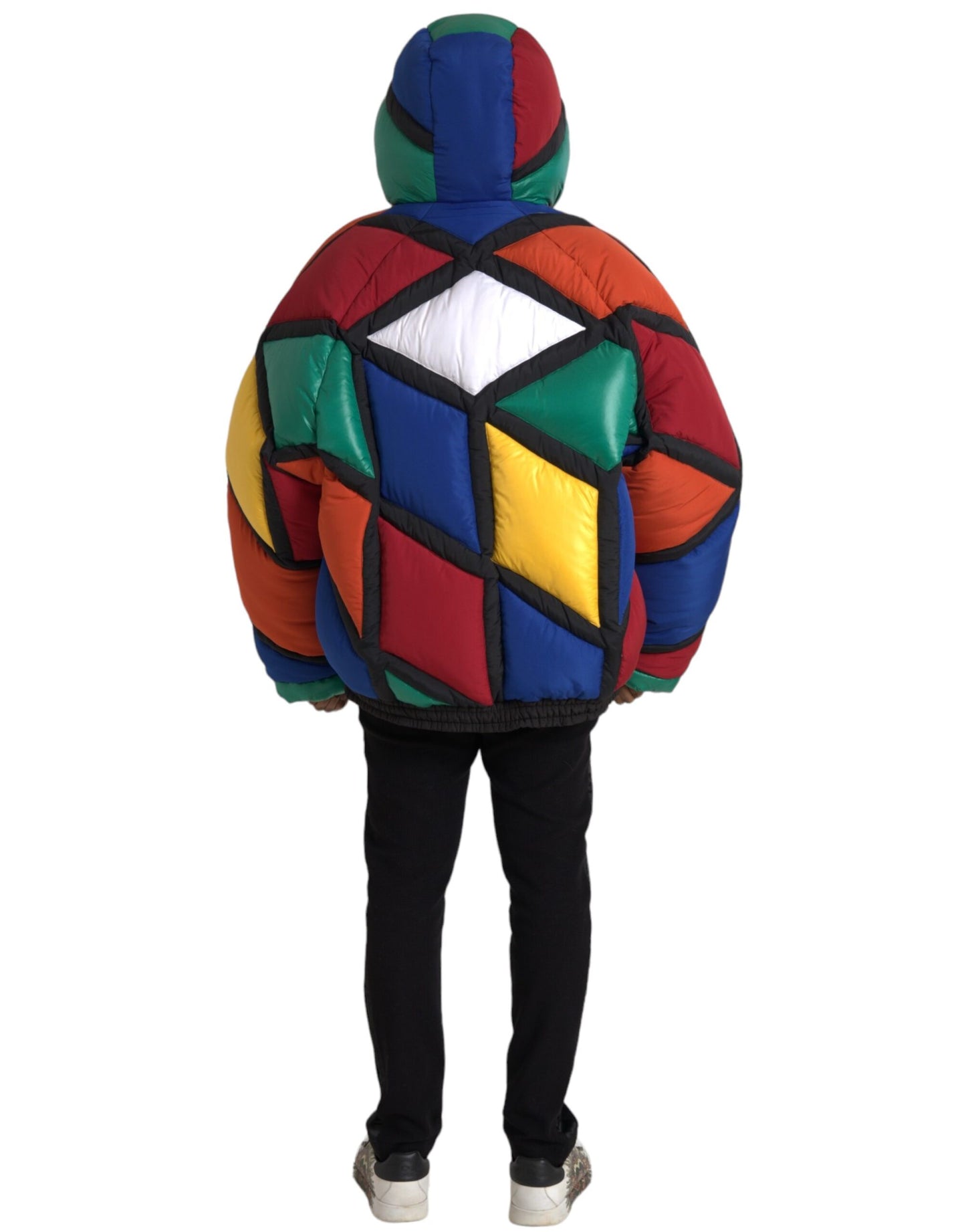 Chaqueta acolchada con capucha multicolor