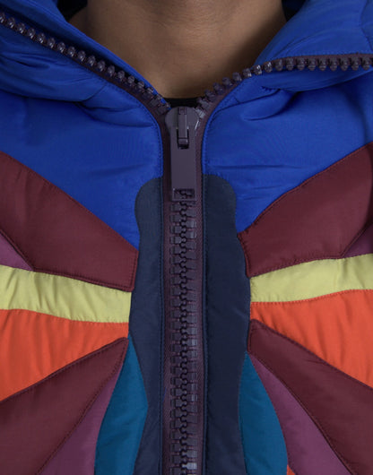 Chaqueta acolchada con capucha y mariposas multicolor