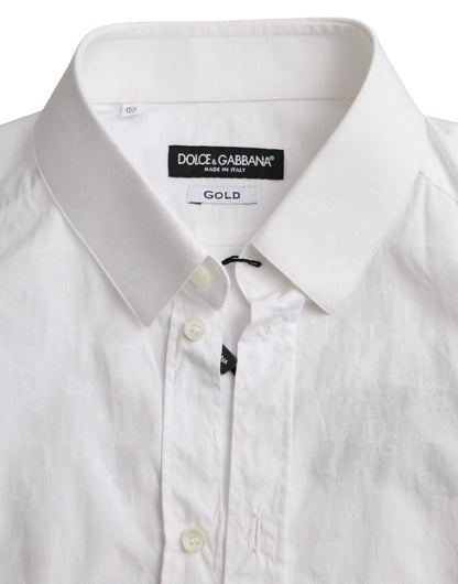 Vestido de algodón blanco de manga larga, camisa dorada