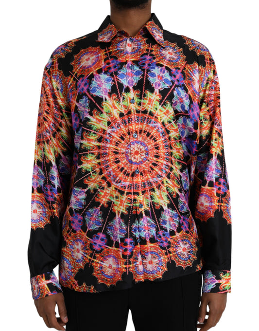 Camisa casual de seda multicolor Luminarie para hombre