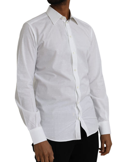 Camisa de vestir para hombre de algodón con logotipo blanco y dorado