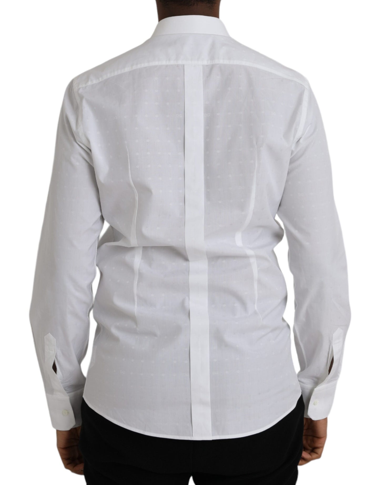 Camisa de vestir para hombre de algodón con logotipo blanco y dorado