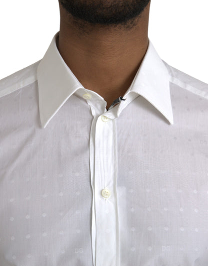 Camisa de vestir para hombre de algodón con logotipo blanco y dorado