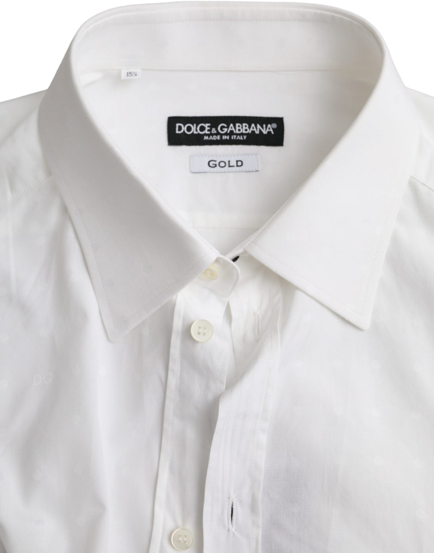 Camisa de vestir para hombre de algodón con logotipo blanco y dorado