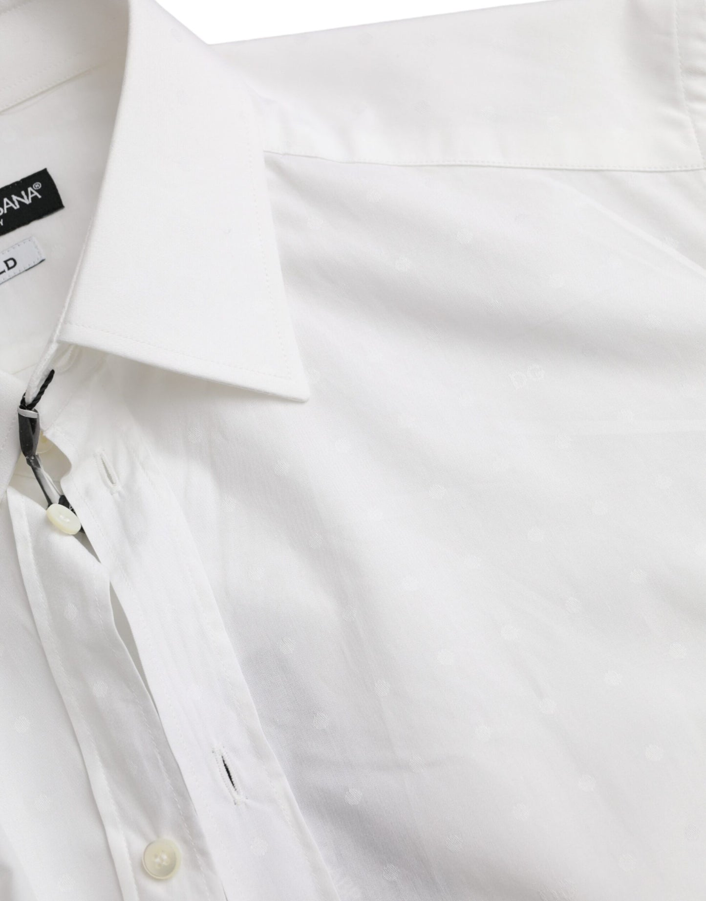 Camisa de vestir para hombre de algodón con logotipo blanco y dorado
