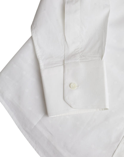 Camisa de vestir para hombre de algodón con logotipo blanco y dorado