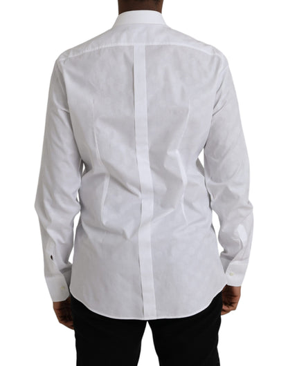 Vestido de algodón blanco con lunares y camisa dorada