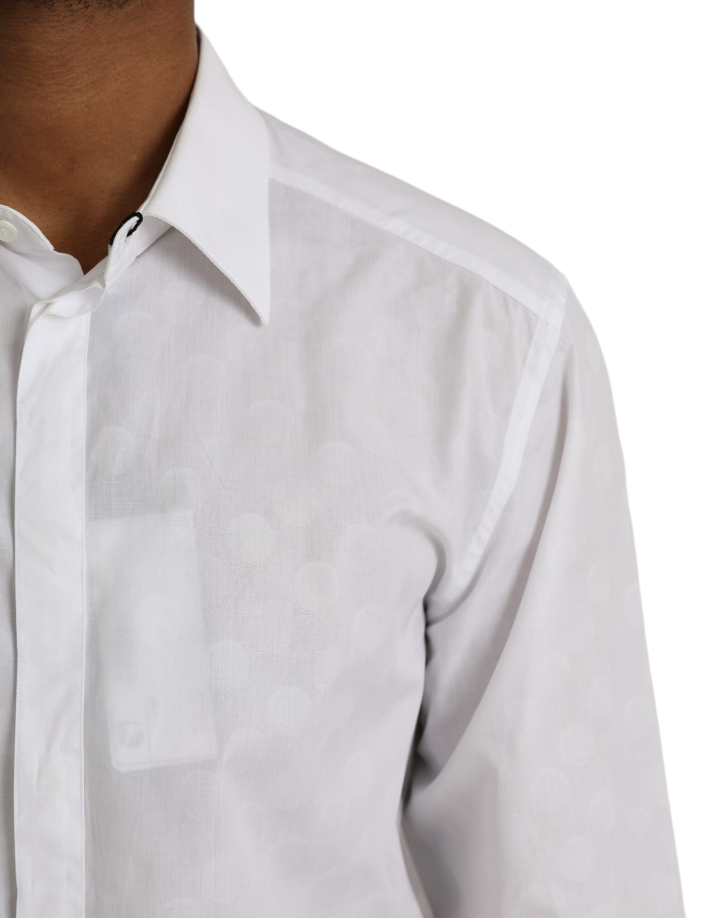 Vestido de algodón blanco con lunares y camisa dorada
