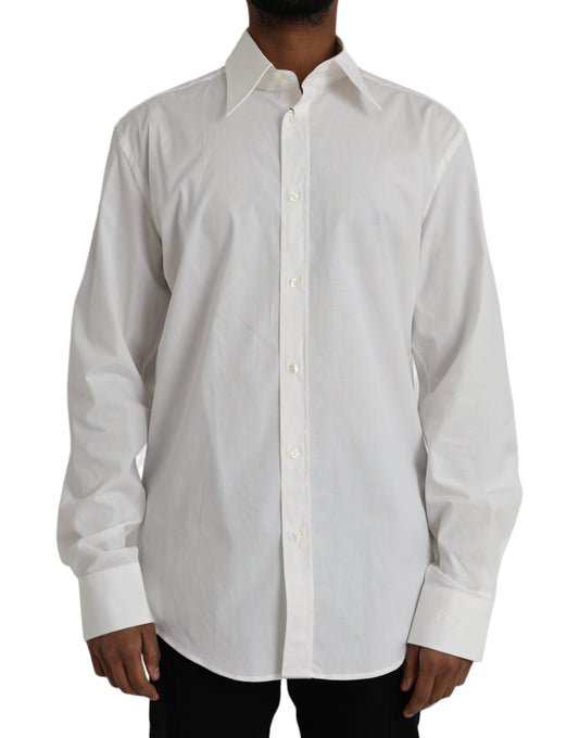 Vestido de algodón blanco, corte entallado, camisa dorada