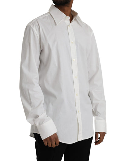 Vestido de algodón blanco, corte entallado, camisa dorada