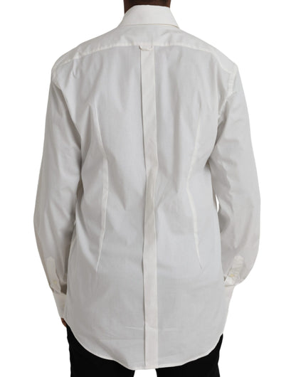 Vestido de algodón blanco, corte entallado, camisa dorada