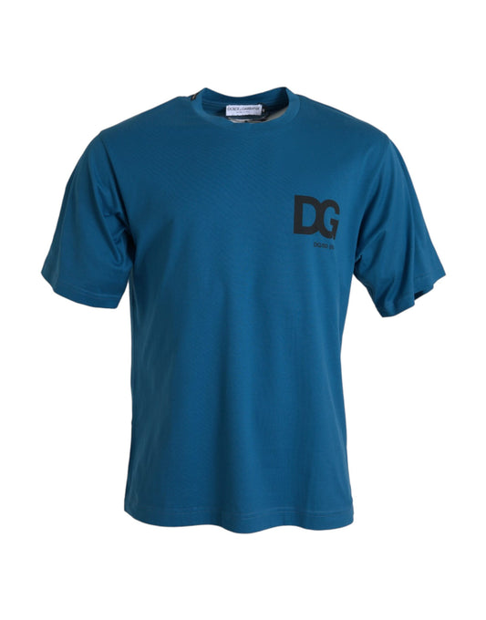 Camiseta de manga corta con cuello redondo y logotipo azul
