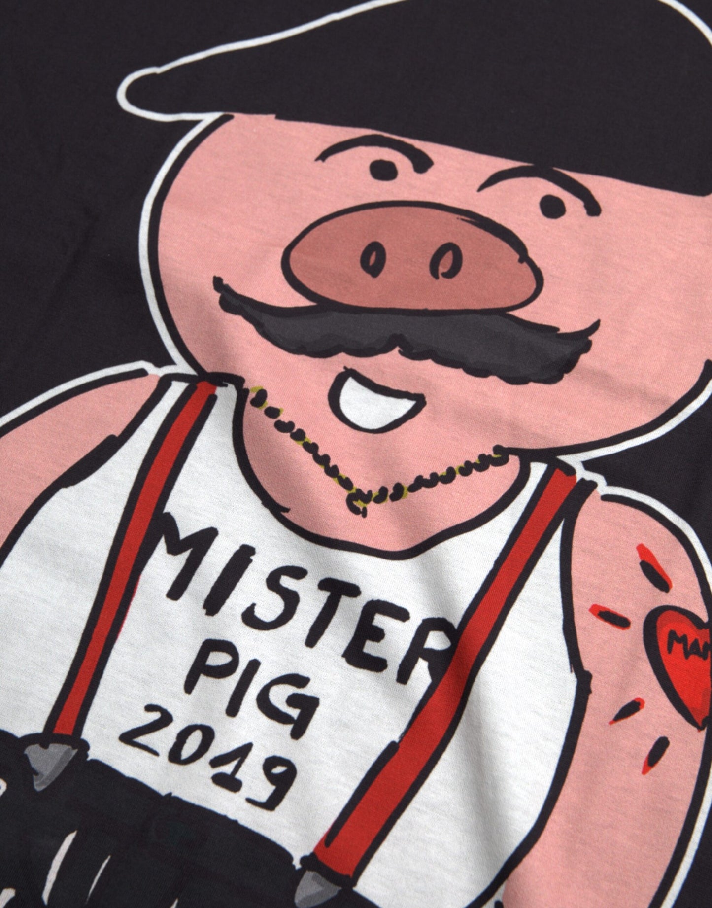 Camiseta negra de algodón del Año del Cerdo 2019