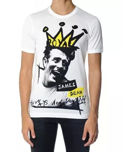 Camiseta blanca de algodón con gráfico de manga corta para hombre