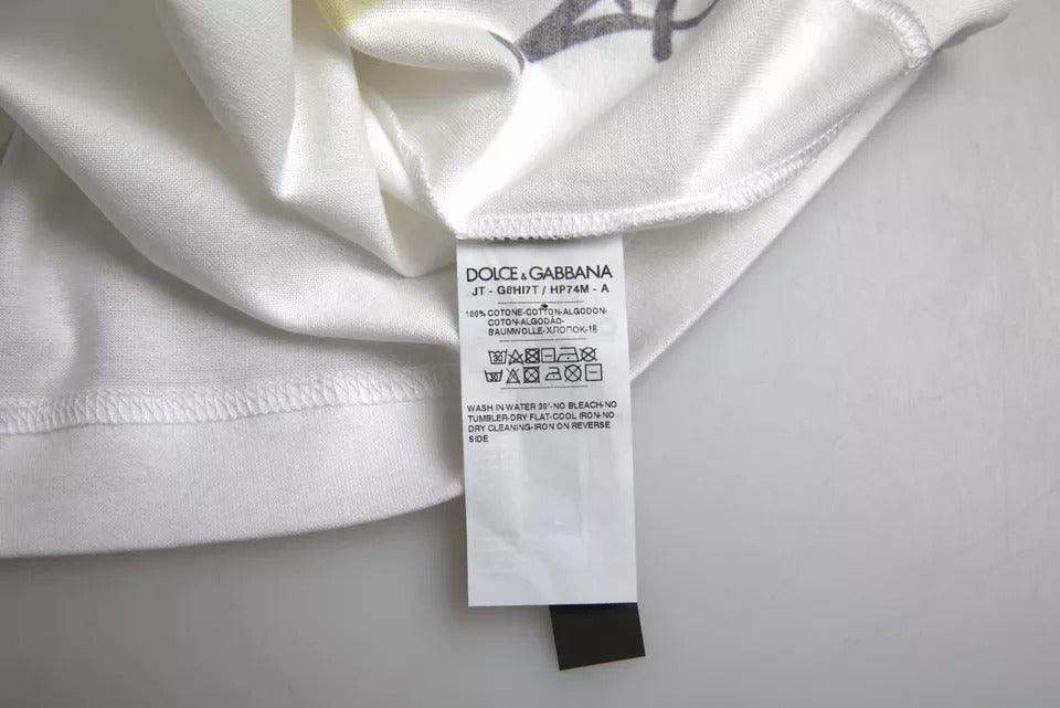 Camiseta blanca de algodón con gráfico de manga corta para hombre