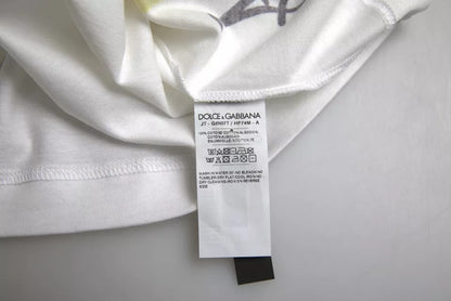 Camiseta blanca de algodón con gráfico de manga corta para hombre