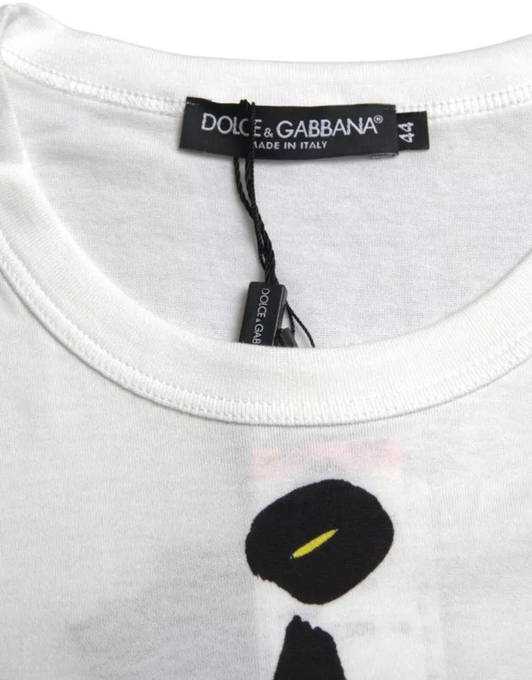 Camiseta blanca de algodón con gráfico de manga corta para hombre