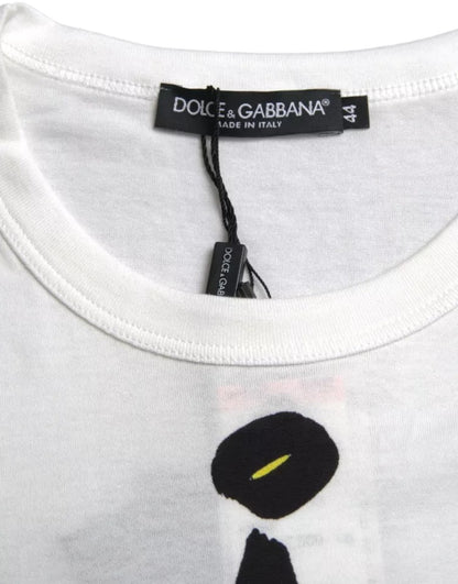 Camiseta blanca de algodón con gráfico de manga corta para hombre