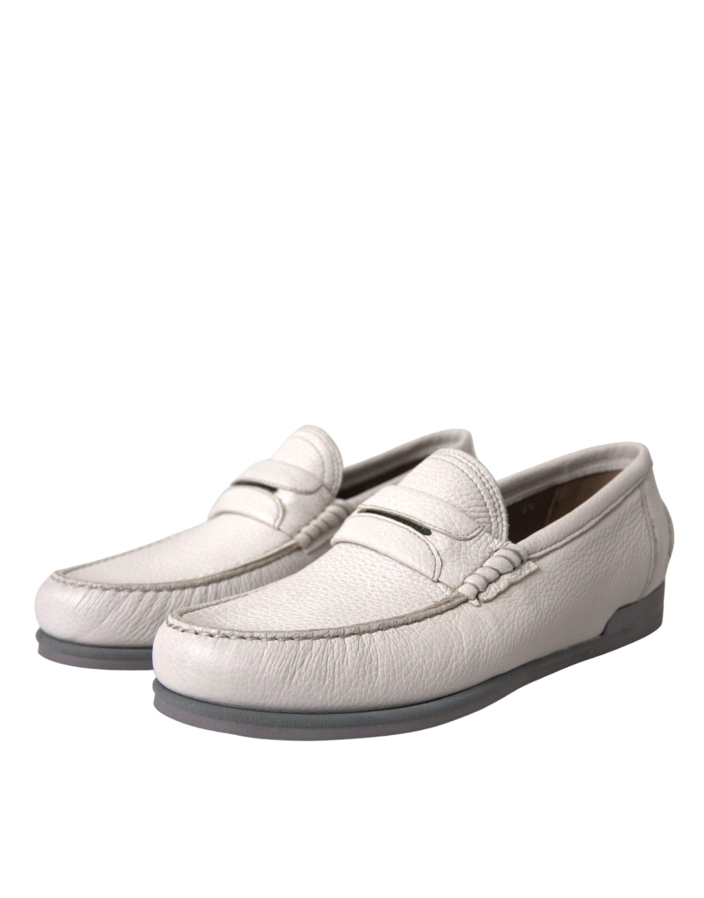 Mocasines de piel blanca y gris